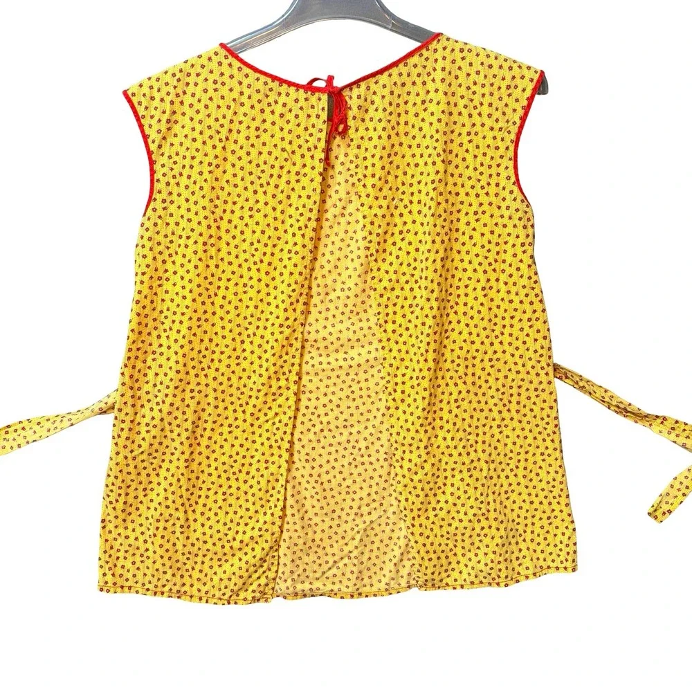 1940s Wrap Apron Vintage Hooverette Yellow & Red Floral WWII Era Retro Farmhouse